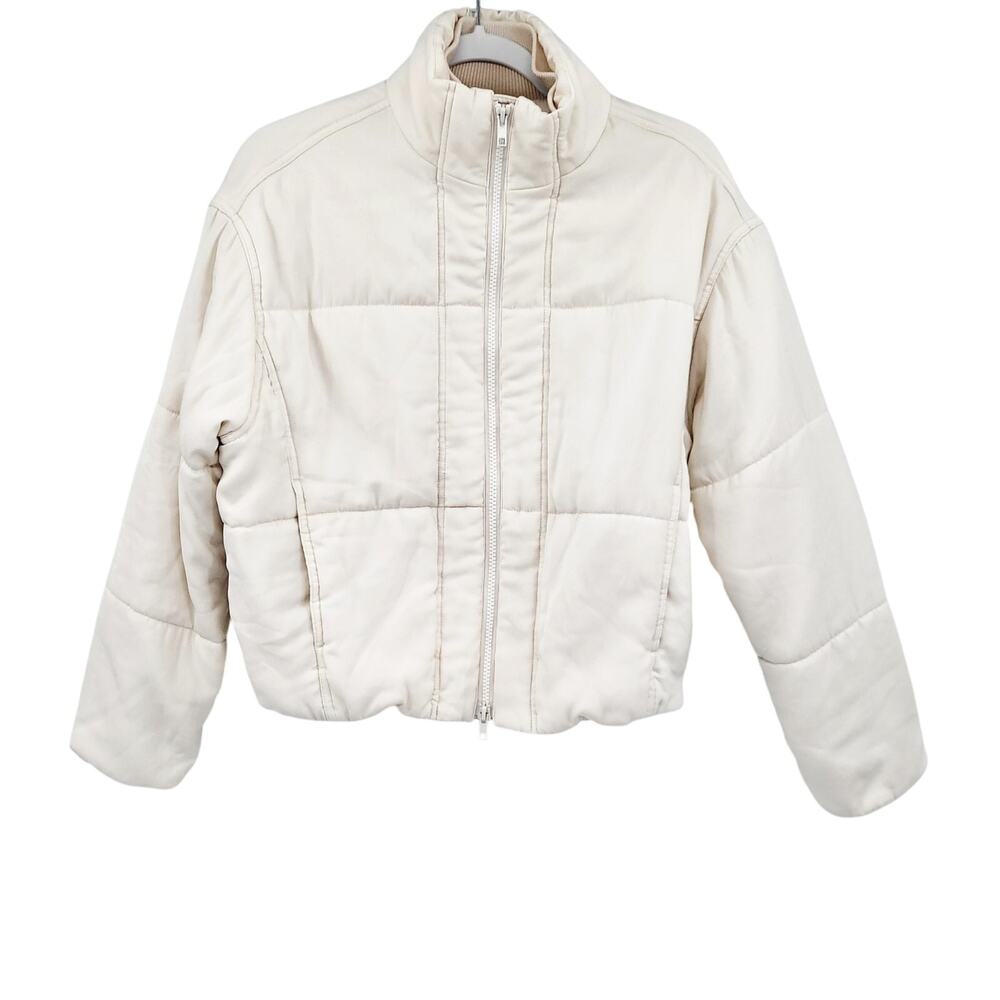 Vince. Cream Soft Bomber Jacket Quilted Puffer Jacket Cropped Women's Size S
